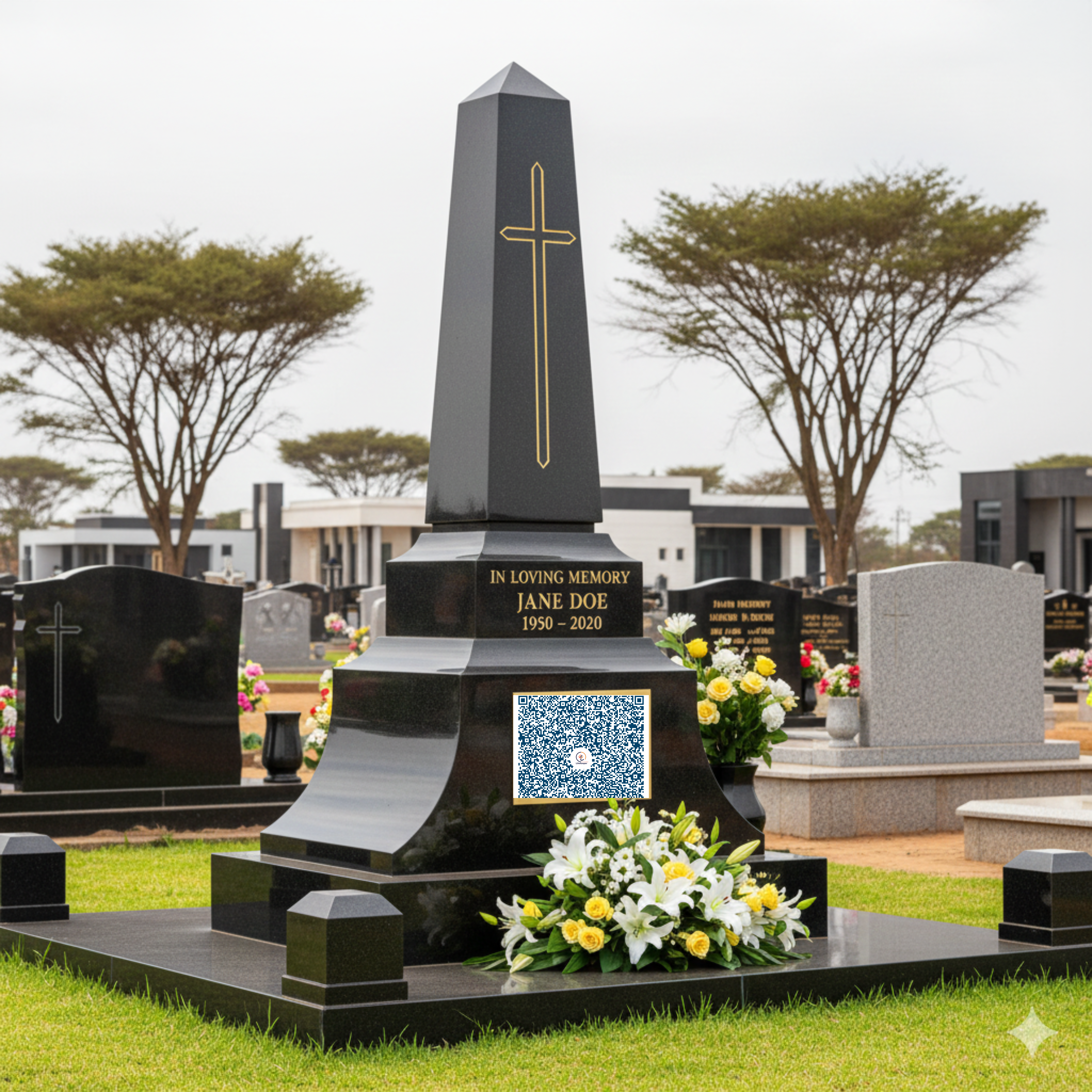 QR code on memorial stone